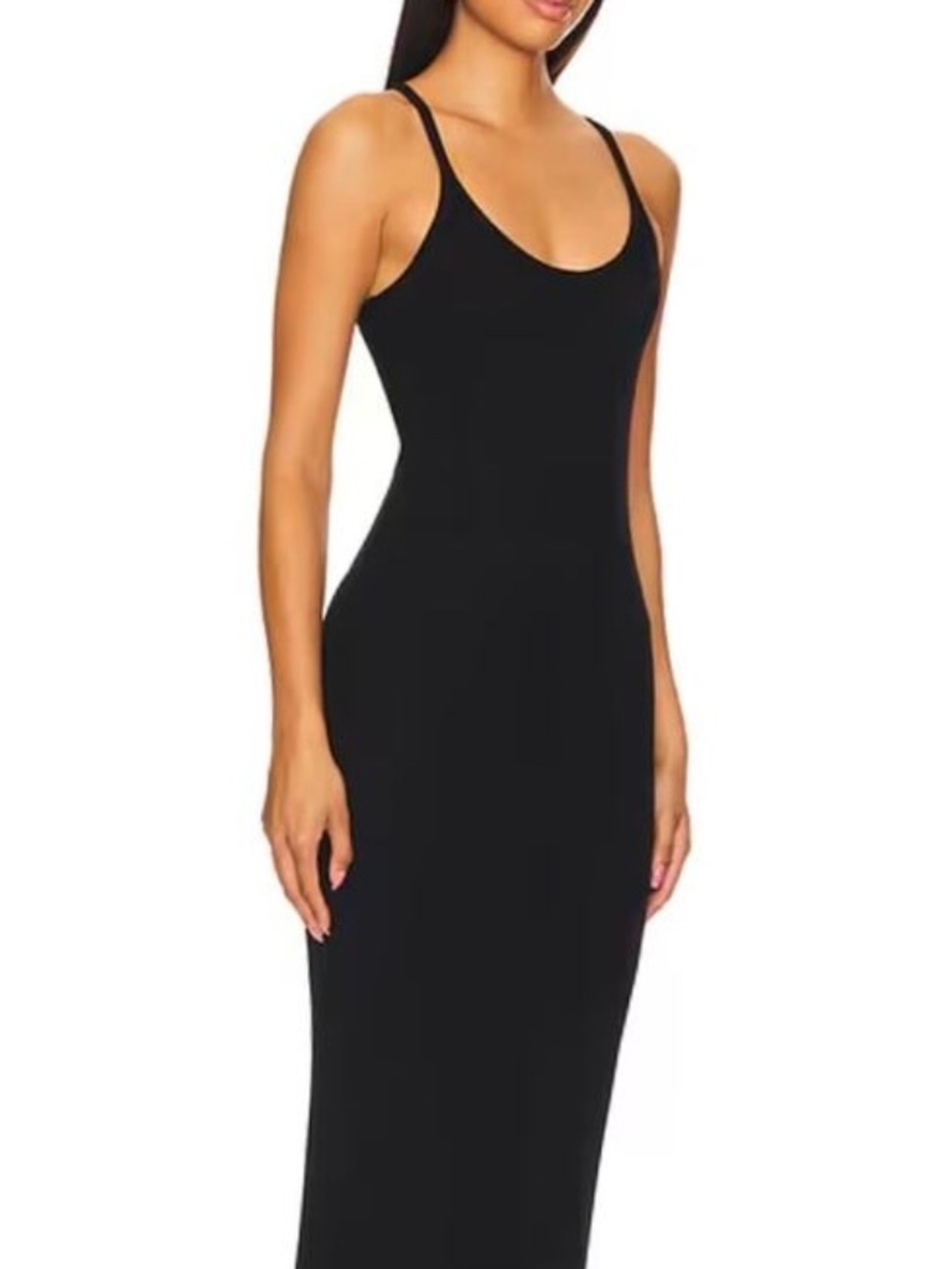 ENZA COSTA Black Silk Rib Tank Maxi Dress Sz Medium